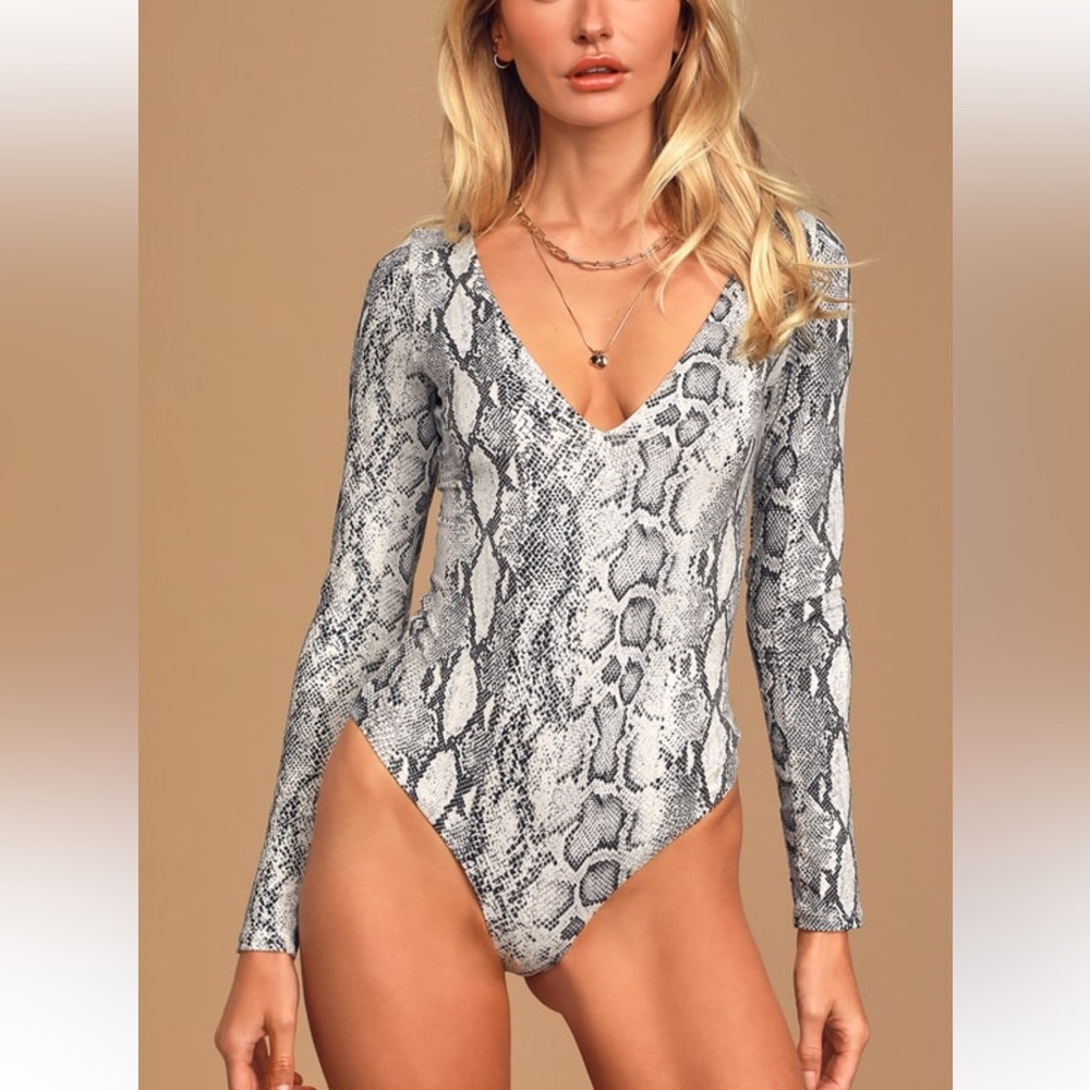 Snake print long sleeve bodysuit